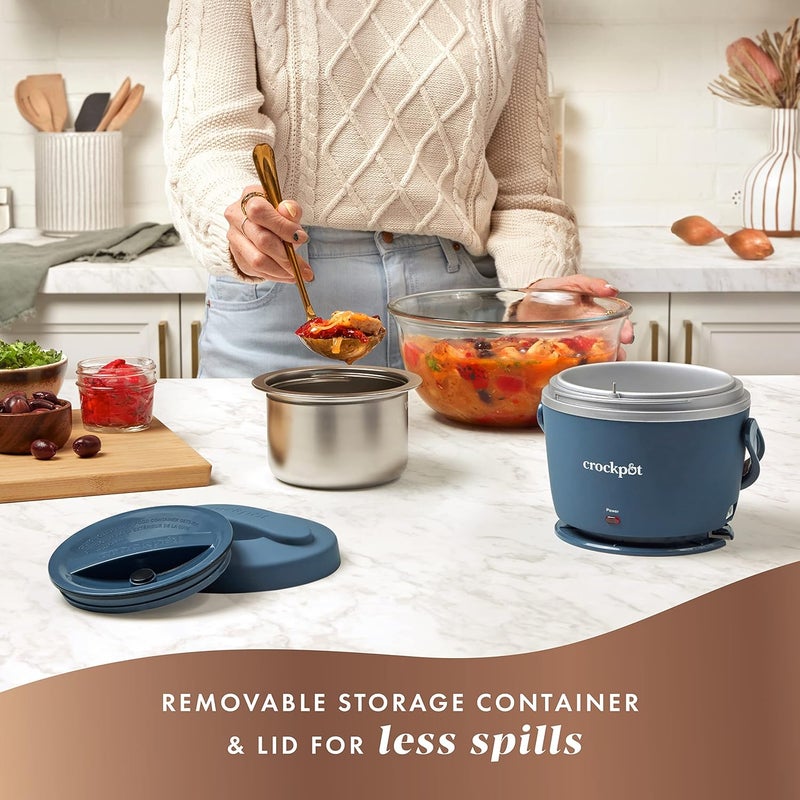 Crock-Pot 20-Ounce Electric Lunch Box, Portable Food Warmer, Faded Blue, Perfect for Travel, Car, On-the-Go, Keeps Food Warm, Spill-Free, Dishwasher-Safe, Ideal Gift for Men and Women - Image 4